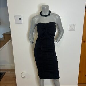 Elegant Strapless Black Midi Dress by C’est moi❤️L